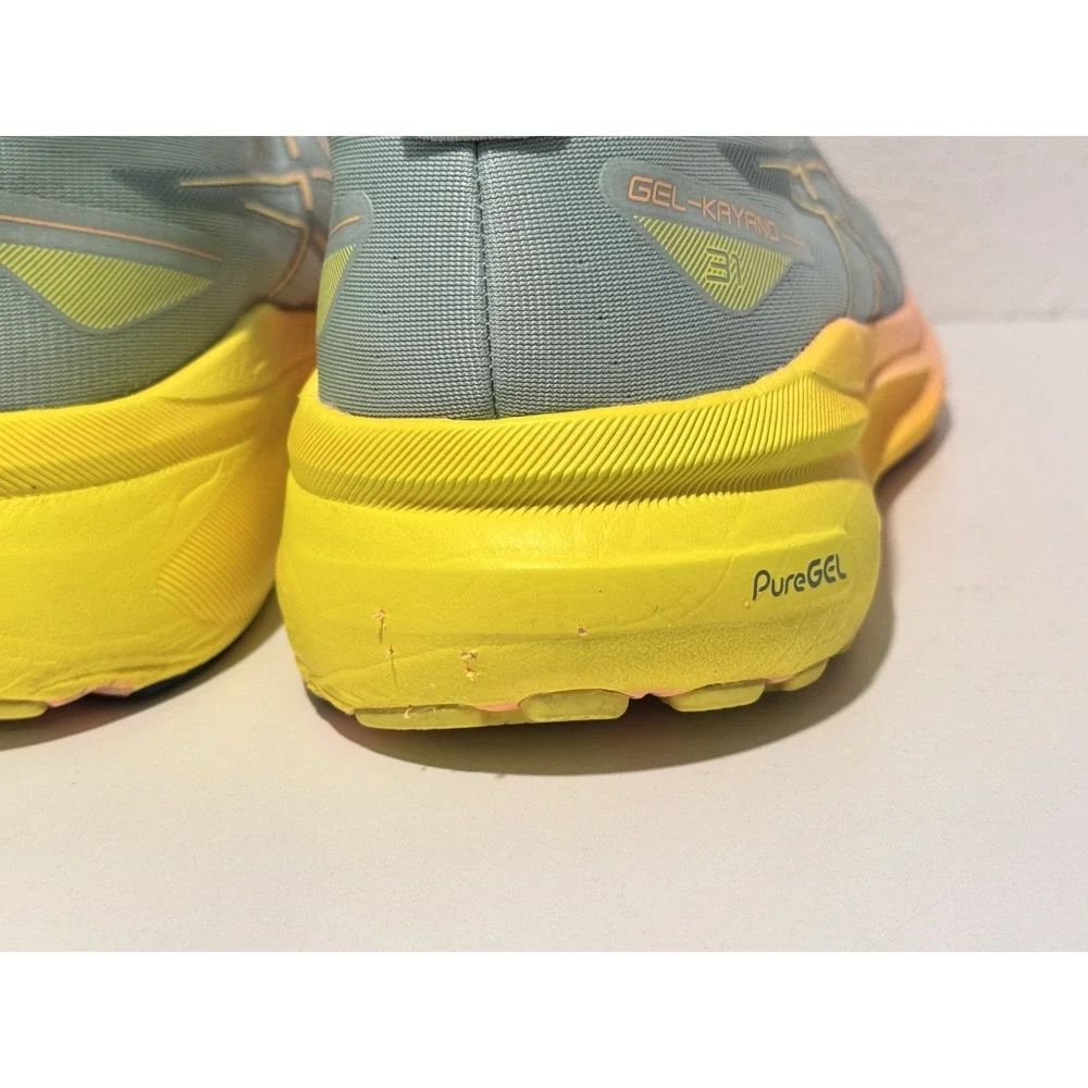 Asics Gel Kayano 31 Paris Running Shoe Mens Sz 13 Light Celadon Safety Yellow